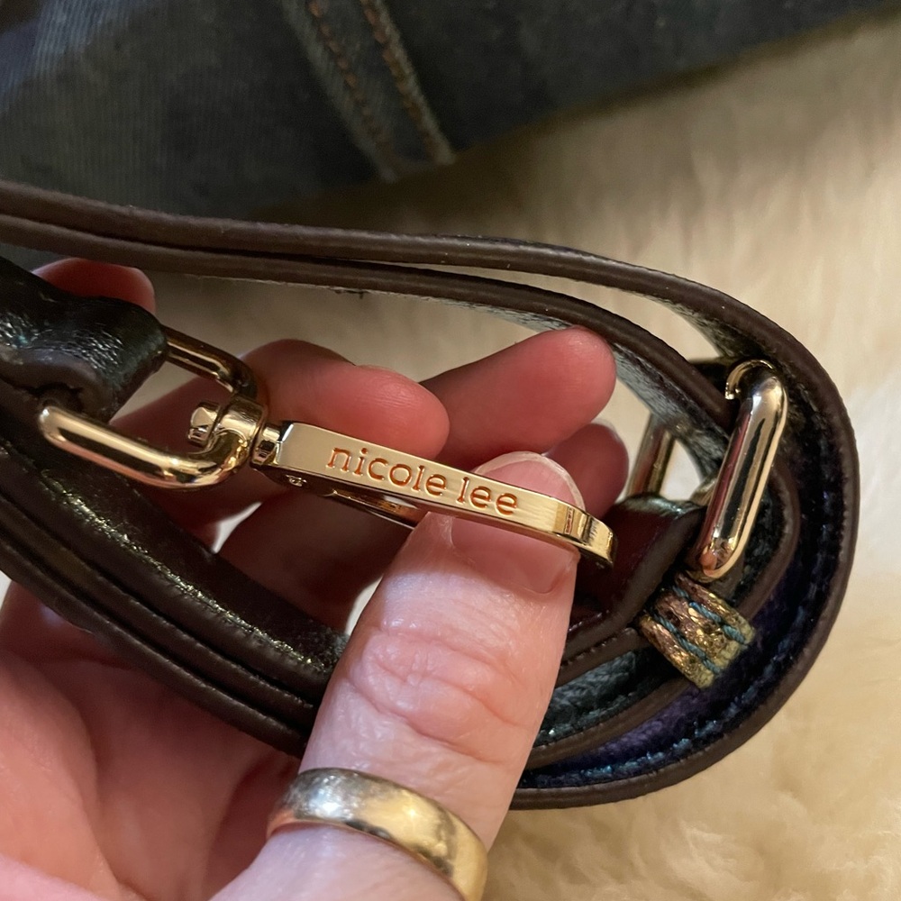 Nicole Lee Denim Tote with Multicolor Handles - Picture 3 of 11